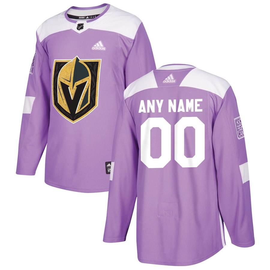 Men NHL adidas Vegas Golden Knights Purple 2018 Hockey Fights Cancer Custom Practice Jersey